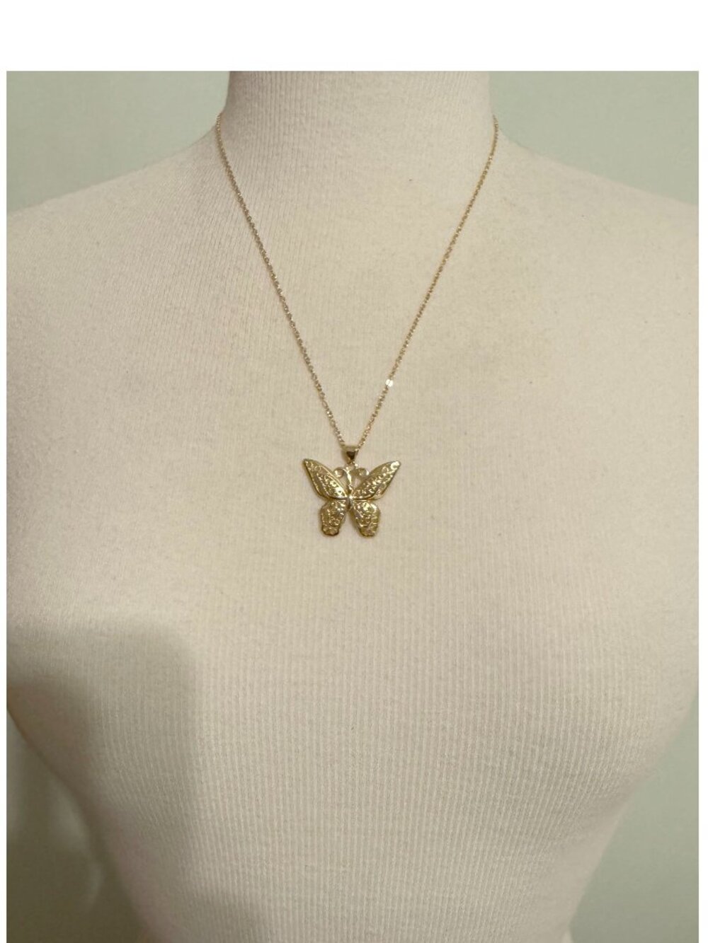 Gold Plated 2-Layer Butterfly Pendant Necklace – 18" Chain – Elegant & Delicate
